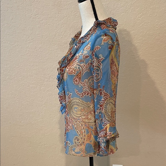 Zara Blue and Brown Paisley Blouse - Picture 3 of 4